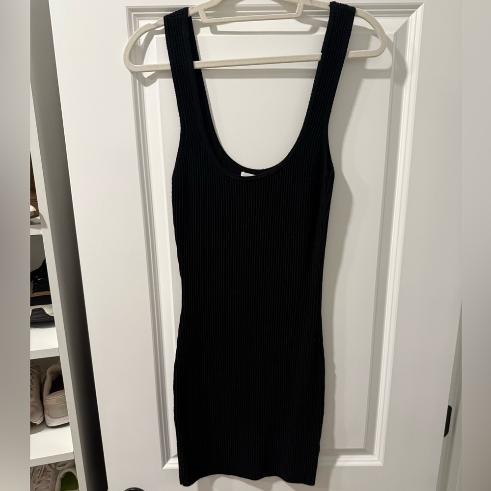 Black Ribbed Mini Dress